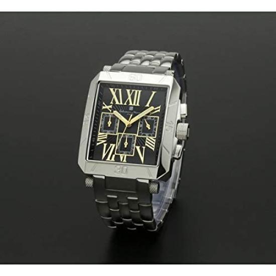Salvatore Marra Men's Chronograph Watch with Roman Numerals, SM17117-SSBKGD, Officially Imported
