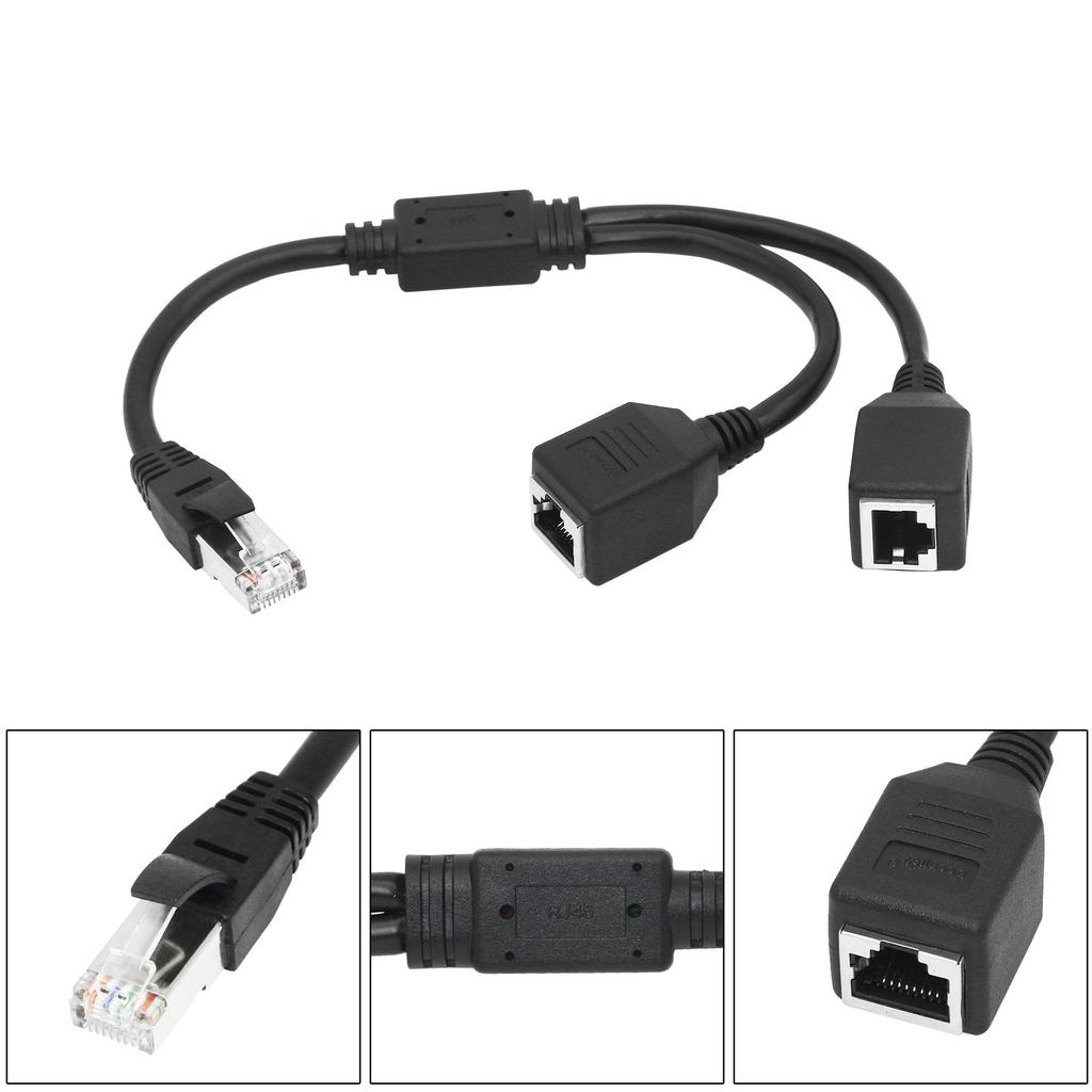 RJ45 Network Splitter Adapter CERRXIAN 1 RJ45 Female 2 RJ45 Female Network Y Splitter LAN Suitable for Super Category 5 Category 6 Ethernet Cable,