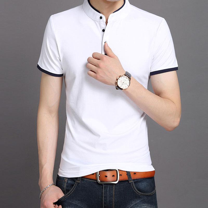 Men's 2022 Summer Xinjiang Cotton Polo Shirt - Short-Sleeved Stand-Up Collar Tee