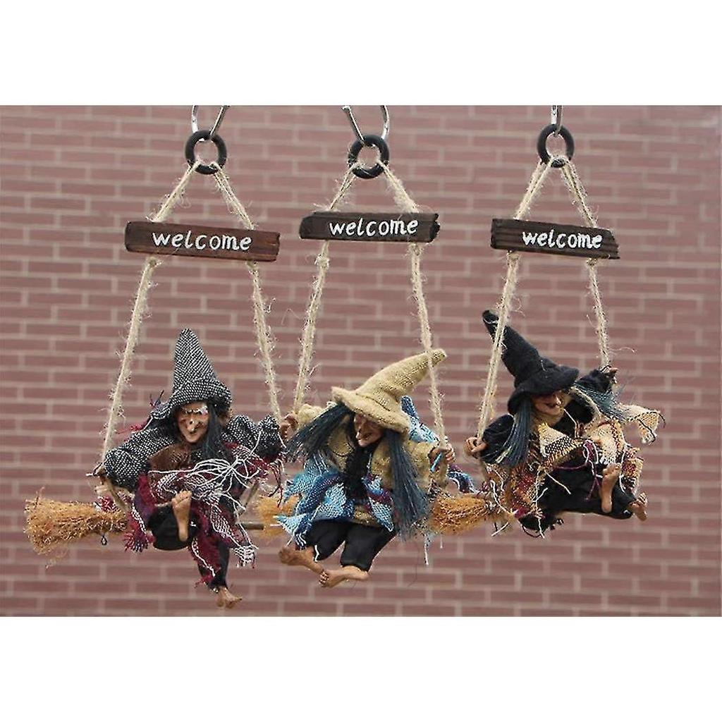 Vintage Wooden Halloween Decor Props: Witchy Haunted Decor (3 Pcs)