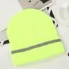 Knitting Hat Reflective Strip Design Warm Unisex Hat Outdoor Windproof Cold Resistance Elastic Hat Headwear