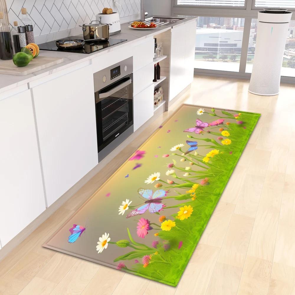 Schöne Blume Retro Muster Haus Küche Bodenmatte Tür Vorne Dekoration Bodenmatte