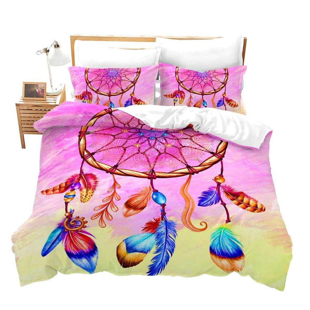 Cartoon Dreamcatcher Duvet Cover Set Single King Feather Bedding Set Microfiber Bohemian Comforter Cover For Girls Women Room