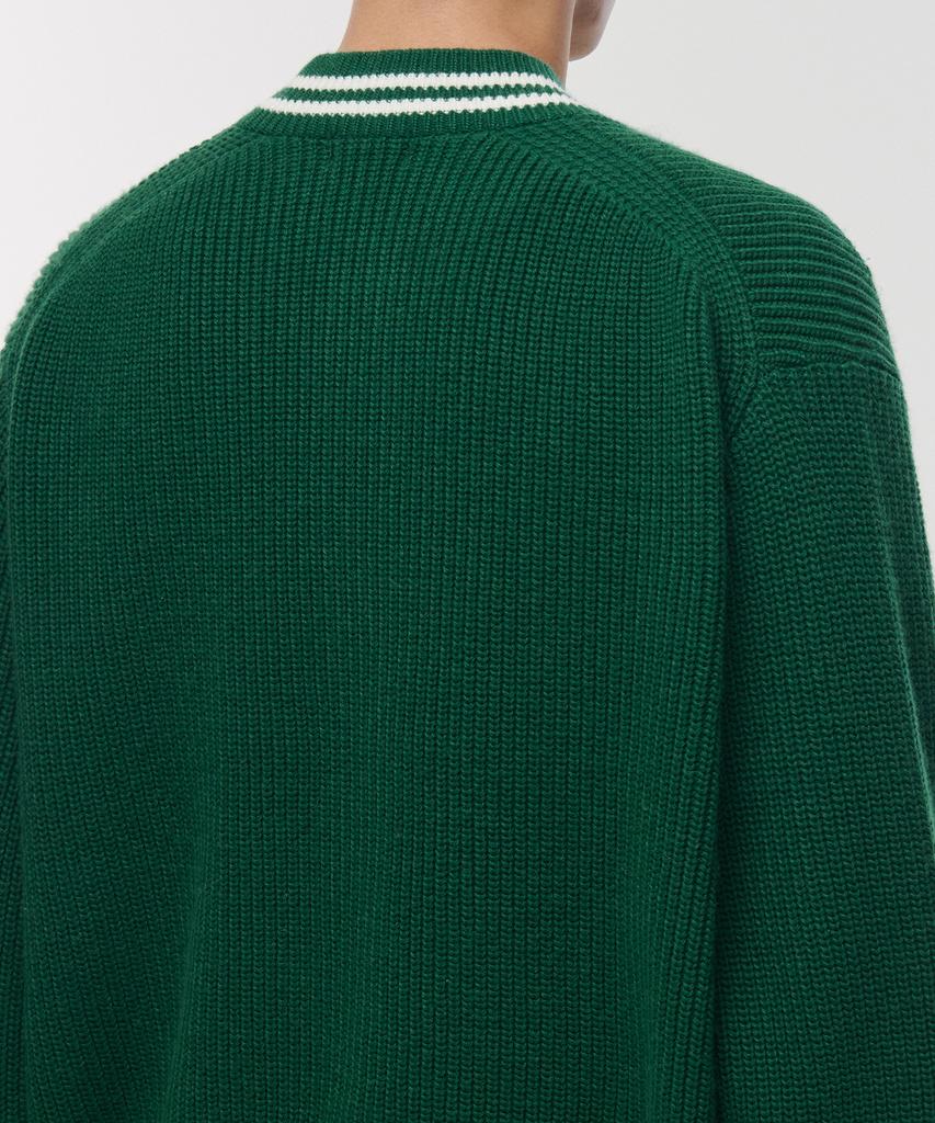 Musinsa Standard Varsity Knit Cardigan [Green/Cream]