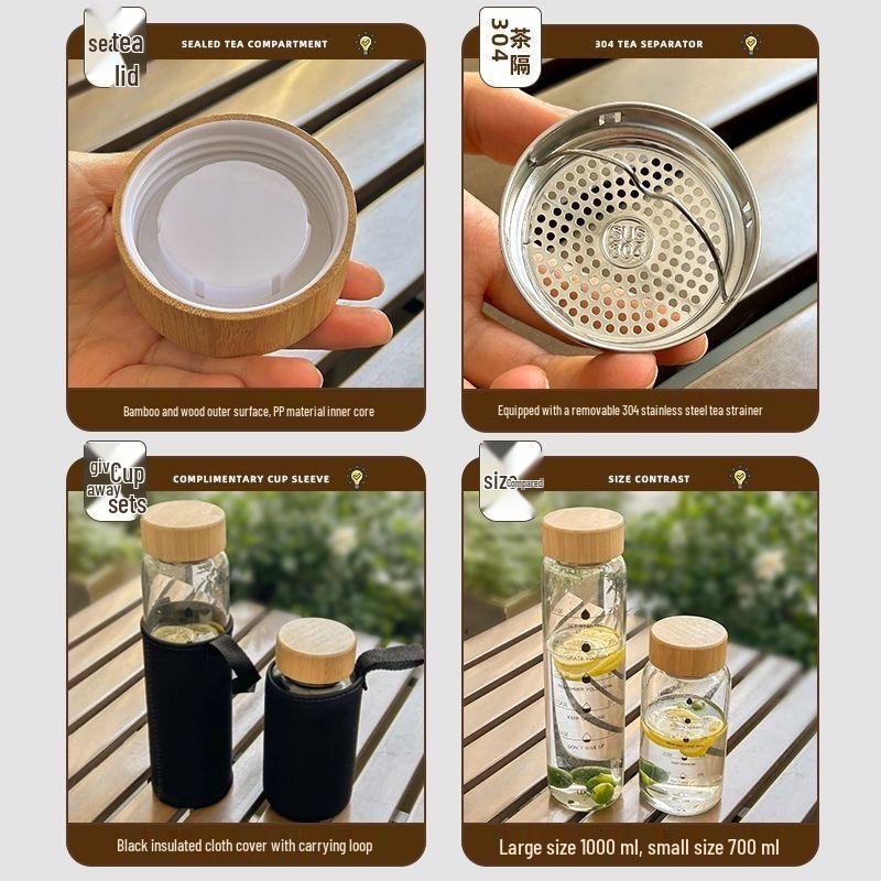 Large Capacity Heat-Resistant Glass Cold Brew & Coffee Cup with Time Scale