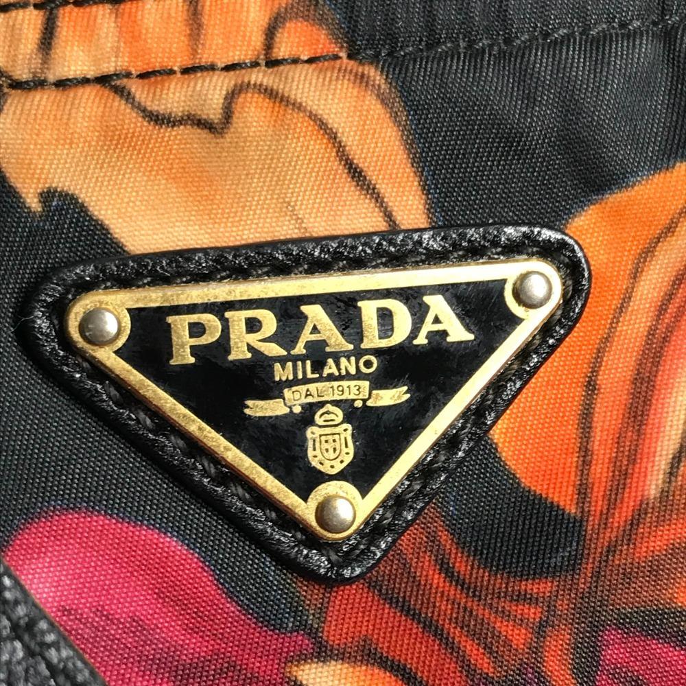 PRADA Flower pattern triangle logo Handbag Shoulder bag, 2-way bag Tote Bag