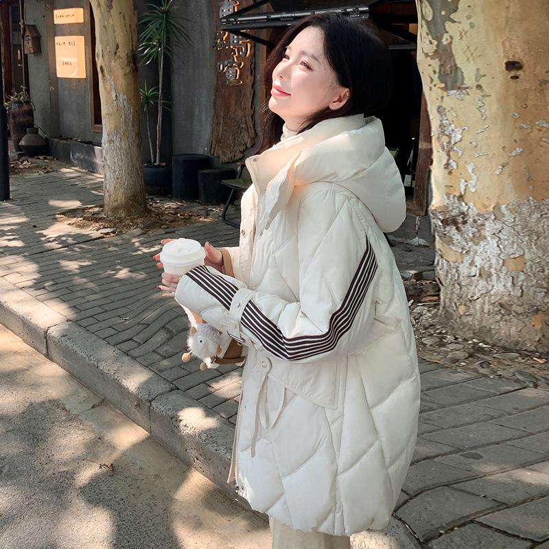 

New hooded windproof lightweight thickened padded fluffy warm warm cold loose medium-length high quality fabric casual sports jacket M