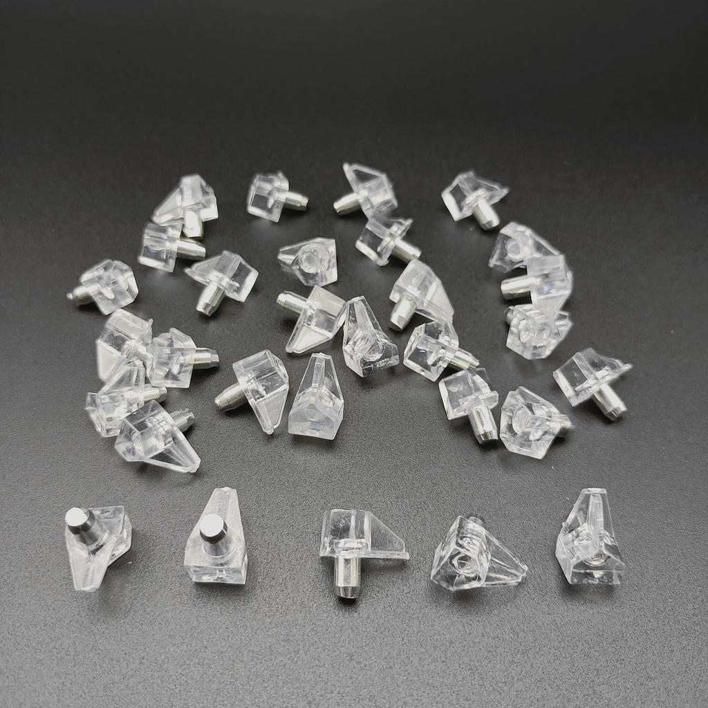 30pcs Clear Plastic 5mm Shelf Pins, 3/16 Cabinet Shelf Support Pegs for Kitchen Cabinets Bookcase Shelves Cupboard (Transparent)
