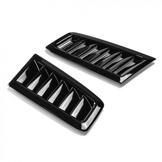 Black Universal Cooling Bonnet Louver Hood Air Flow Intake Vent Scoop Cover Pair