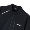 Li Ning Sports Coat Casual Fleece Lined Thermal Men's Black Stand Collar Trench Coat AFDV919-01