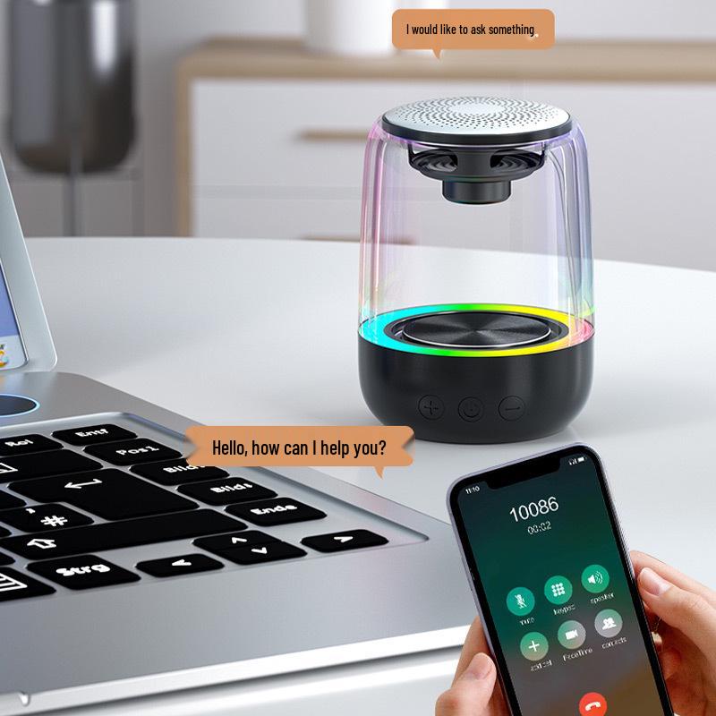 Portable Wireless Bluetooth Speaker with Colorful Night Light and Bass Stereo