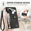 For Oukitel C62 Case RFID Blocking Zipper Pocket Leather Wallet Phone Cover with Strap