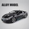 New 1:24 BMW I8 Super Sports Car Alloy Car Model Die-cast Metal Toy Car with Sound and Light Boy Children's Toy Collectible Indoor Ornaments Gift
