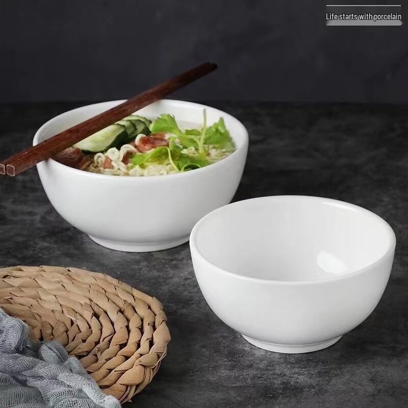 White Ceramic Rice and Soup Bowls
