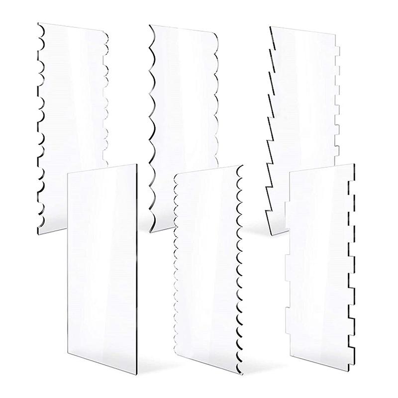 

4/6 шт. Набор акриловых гребней для украшения торта, разглаживатель сливочного масла, скребок для помадки, инструменты, принадлежности для украшения глазурью 10283