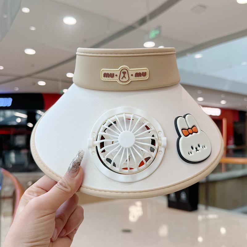 Children's Hat with Fan Solar Rechargeable Boys and Girls Big Hat Brim Sun Protection Sunshade Summer Travel Sun Hat