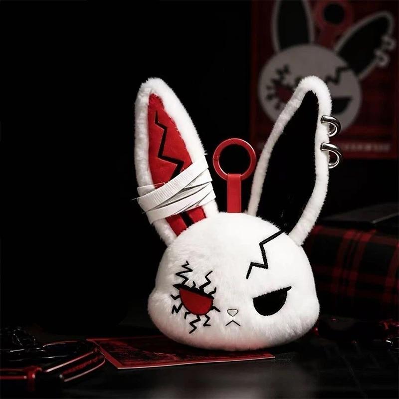1Pcs Gothic Plush Rabbit Keychain With Soft Fluffy Texture And Cool Punk Design Perfect For Bag Decoration And Gifting