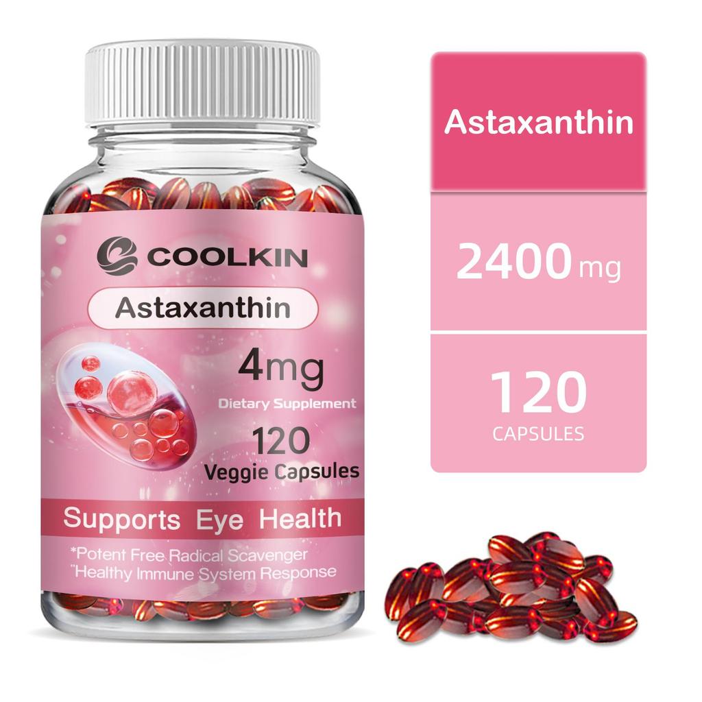 Astaxanthin dietary supplement, eye-protecting formula, 120 vegetarian softgels to support eye health.