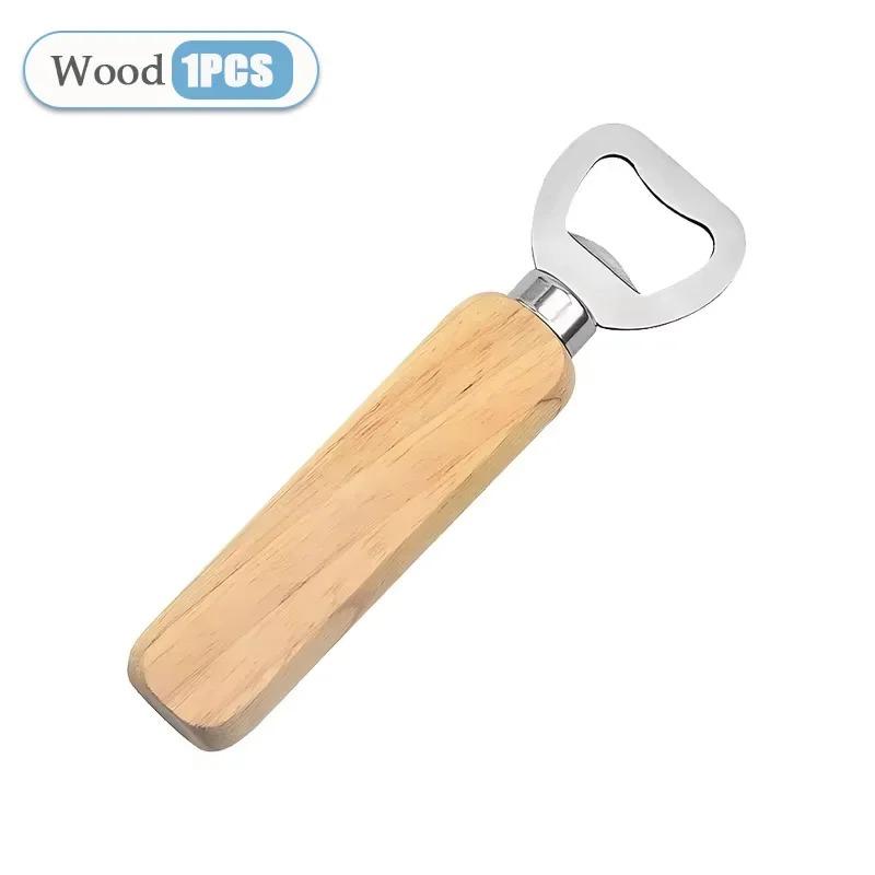 1-40PCS Stainless Steel Bottle Opener with Ergonomic Wooden Handle for Beer Wine Soda Durable Design for Home Camping Picnic Use