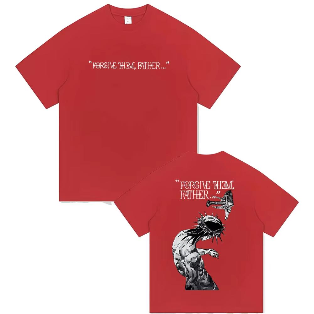 Christian Religious Jesus Forgive Them Father Tshirt 2026 Summer Men Women Gothic Rock Streetwear Male Casual Coton Tshirt