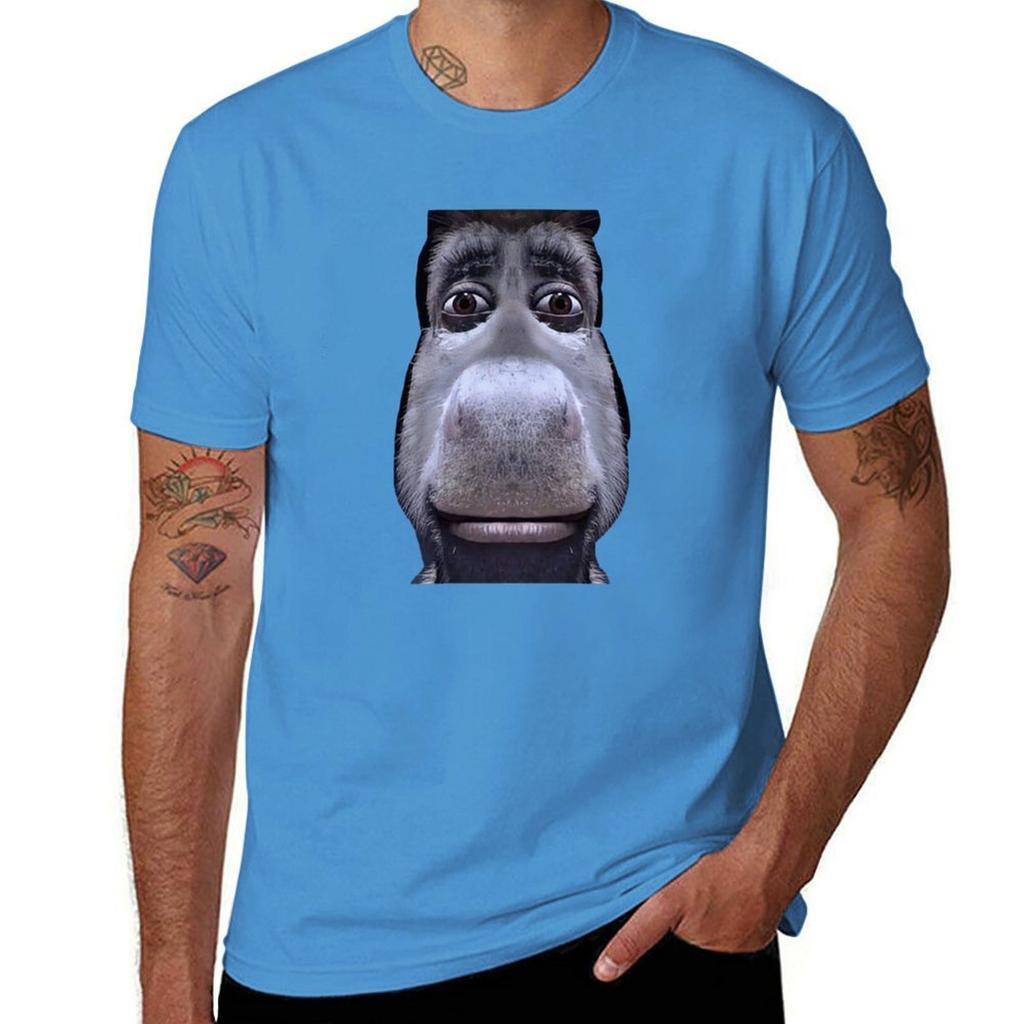 Donkey Casually Looking Down On You MEME T-Shirt Aesthetic Clothing Summer Tops Cute Tops Men's Cotton T-shirt