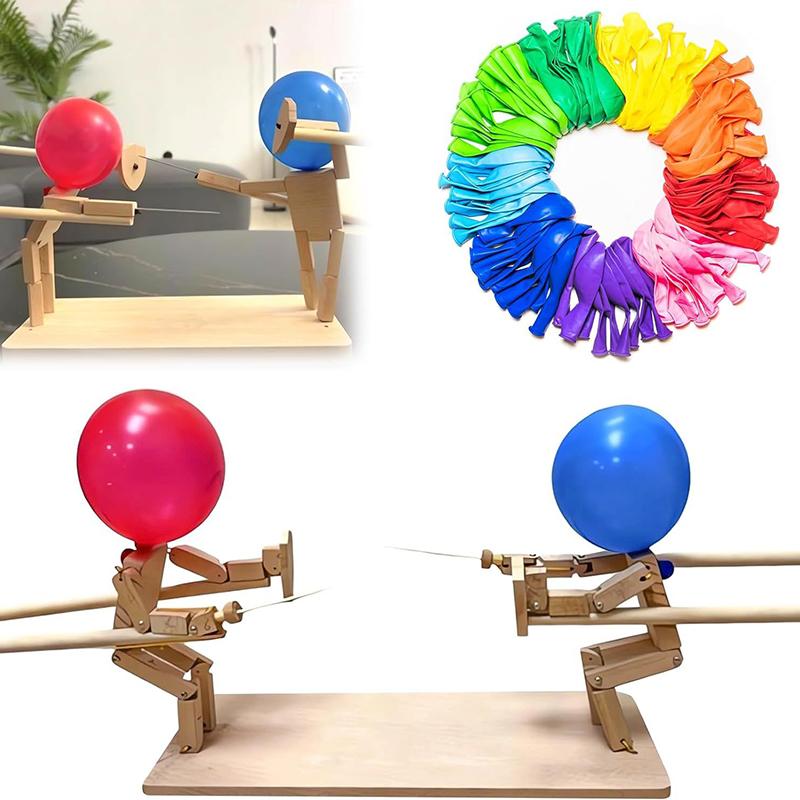 

60 воздушных шаров, битва бамбуковых человечков, игра «Битва деревянных роботов», игра «Битва воздушных шаров для двоих», подарок на день рождения для взаимодействия родителей и детей 5mm