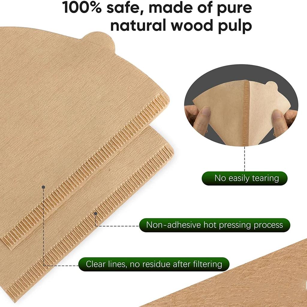 50 Pcs of Paper Coffee Filter Tipping Filter V-shaped Conical Filter Paper Drip Filter Manual Coffee Filter Paper Conical Paper
