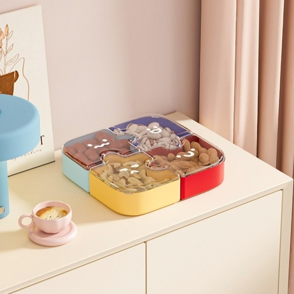 Compartmentalized Storage Jigsaw Fruit Tray Plastic Nut Box Cute Dried Fruit Tray  Home Use