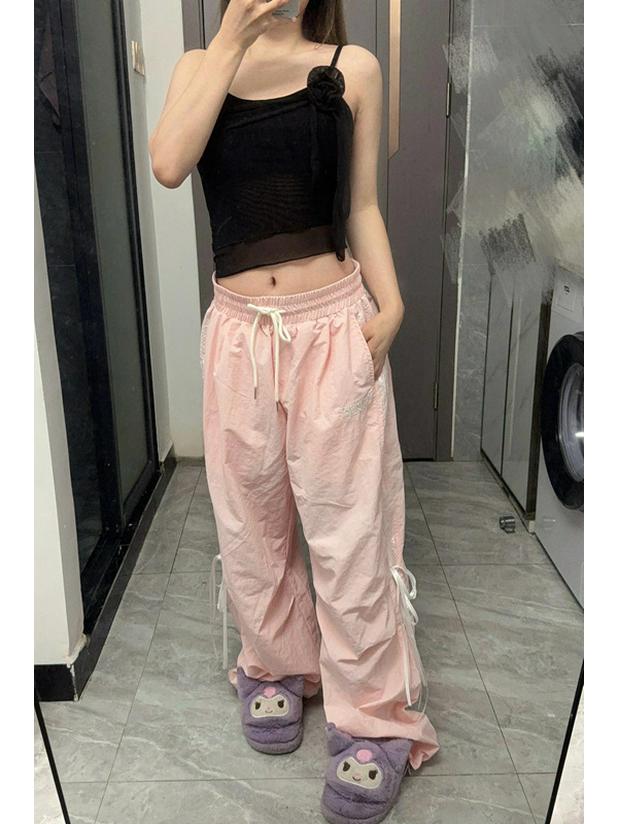 

Бантик Красочные Женские Повседневные Брюки Карго с Широкими Штанинами - Весенне-Летний Стиль Дофамин Medium розовый