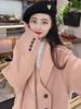 Pink Suit Collar, Essential Wool Coat for Autumn and Winter Wear, Medium and Long High-end Cashmere Coat