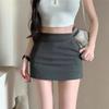 Korean High Waist Black A-line Skirt - Women's Slimming Spring Short Skirt