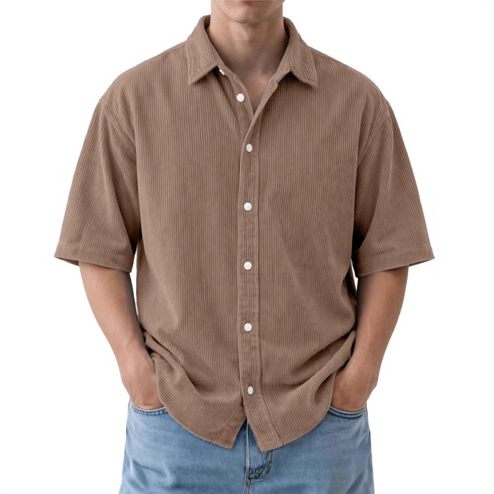 

Summer Men s Loose and Comfortable Striped V-neck Short-sleeved Shirt 5XL коричневий