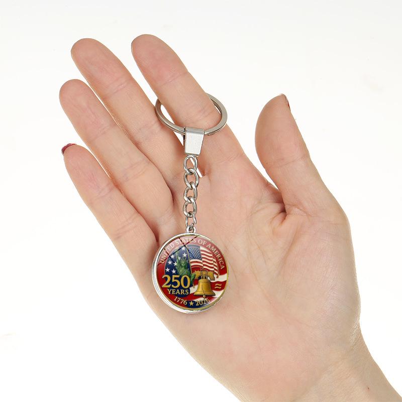 250th US Independence Day Rotating Alloy Keychain Gift