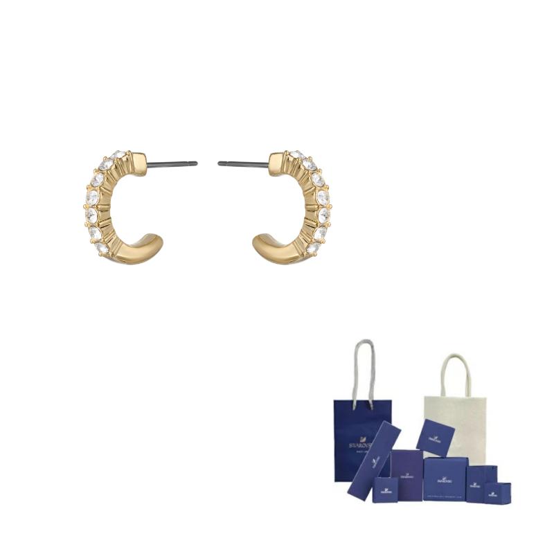 Swarovski Faux Crystal Earrings Womens Gold F ( Fits All)-Original Brand Box And Bag