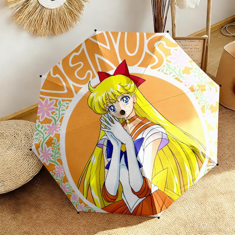 Japanese style Cute cartoon theme Sailor Moon Tsukino Usagi cartoon Umbrella Portable Home Essential Travel Outdoor Iron Multi functional Umbrella B11