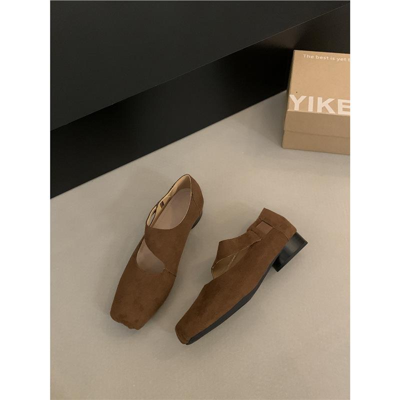 French retro square head light mouth thick heel single shoes women's spring and autumn new fairy casual word with Mary Jane small leather shoes