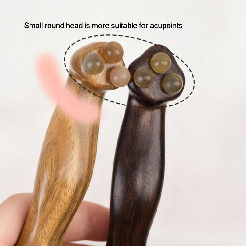 Double Ended Facial Fascia Lifting Tool With 11 Brass Gold Bead Sandalwood Cheek Eyes Beauty Massage Gua Sha Stick Point Relax