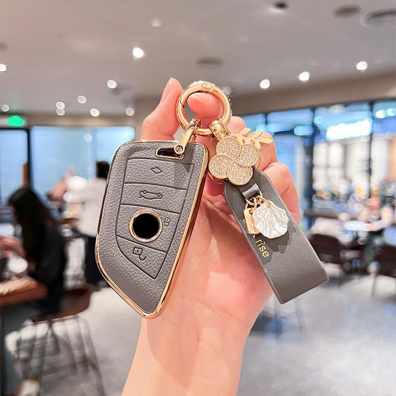 TPU Leather Car Key Case Remote Cover Shell Holder Keychain Fob for BMW 120i 225i 320i 330Li 1 2 3 Series I3 IX3 X3 X2 M3 M2 X3M
