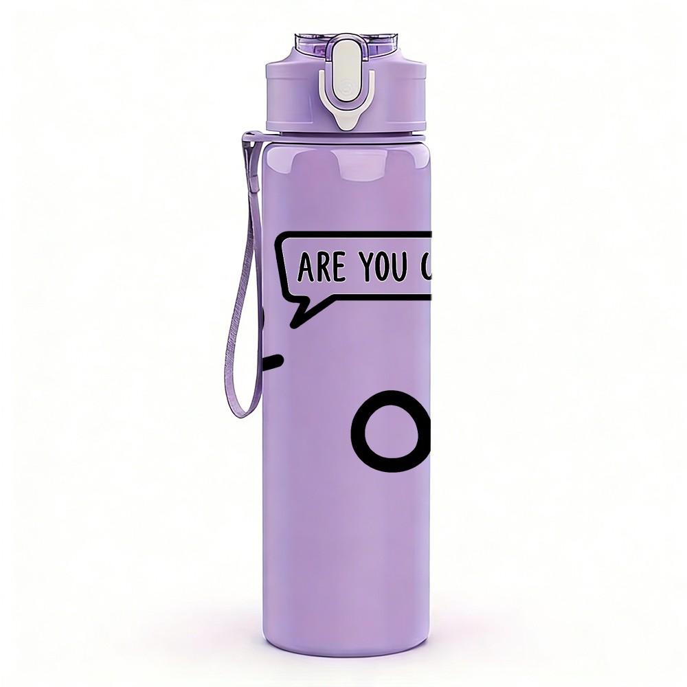 1PC Are You Ok Stick Figure Print 750ml Color Plastic Sports Water Bottle Leakproof Flip Straw Lid Suitable for Sports Office Home Use