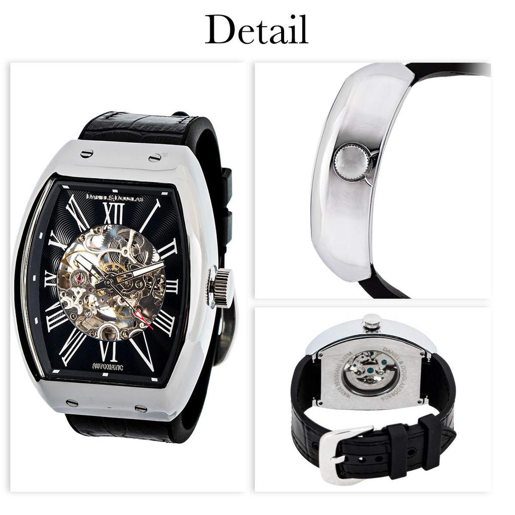 Daniel Douglas DD8808 Analog & Watch, Automatic/Hand-Winding Skeleton, Men's (Black)