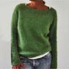 Solid Colour Basic Knit Sweater with Round Neck Stylish and Versatile Luxurious Relaxed-fit Slimming and Versatile Top