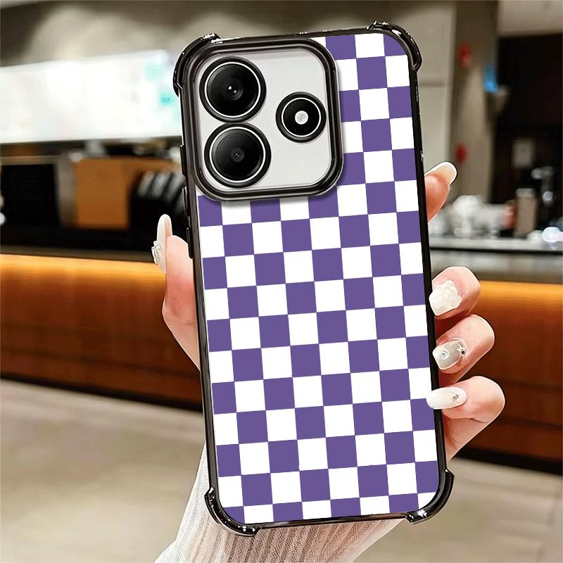 Retro Classic Chess Board Grid Soft Phone Case For Xiaomi Redmi Note 14 15 Pro Plus 13 12 11S 11T 5G 10 9S 9 Plating Anti-Fall F