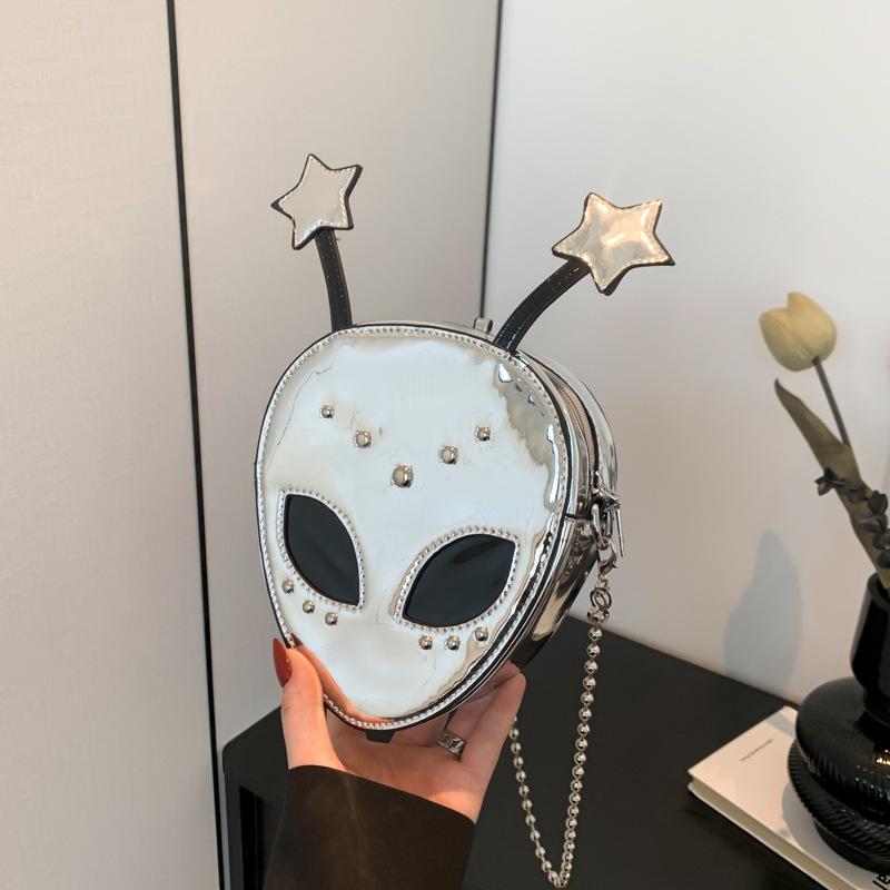 New oblique span bag 2025 niche design trend special-shaped bag punk rivet shoulder bag