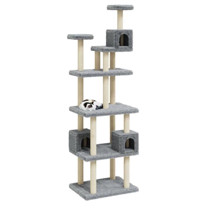 VidaXL Arbre à chat avec griffoirs en sisal Gris clair 188 cm
