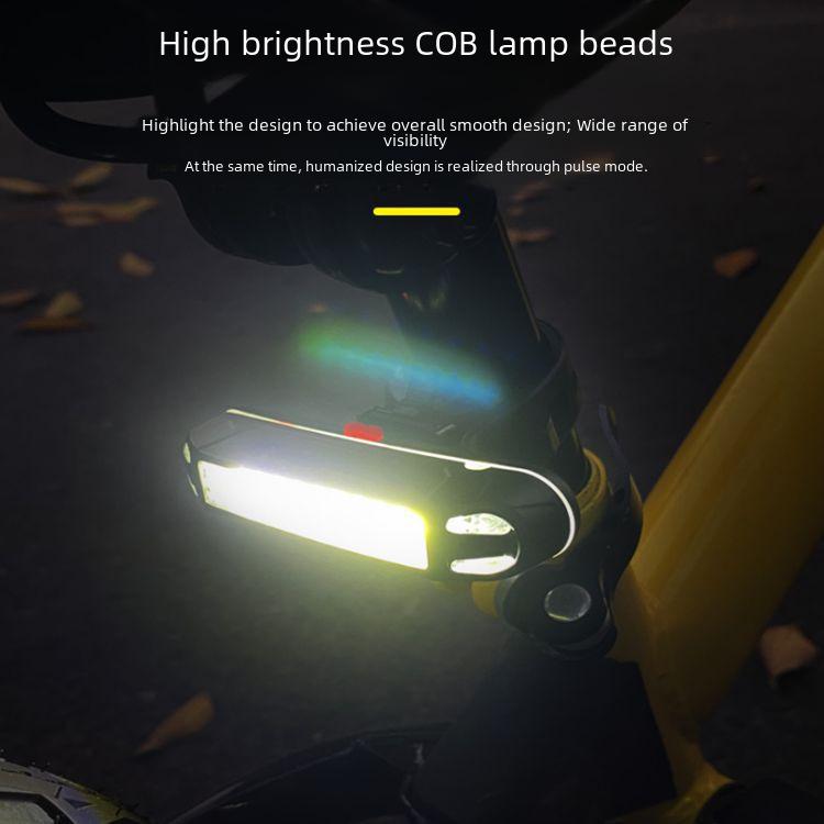 USB Rechargeable Bicycle Tail Light - Three-Color Flashing COB Brightness for Cycling Safety