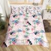 Kawaii Animals Duvet Cover Cute Rabbit Bedding Set Rustic Wooden Comforter Cover Microfiber Floral Bedclothes Queen For Girl Boy