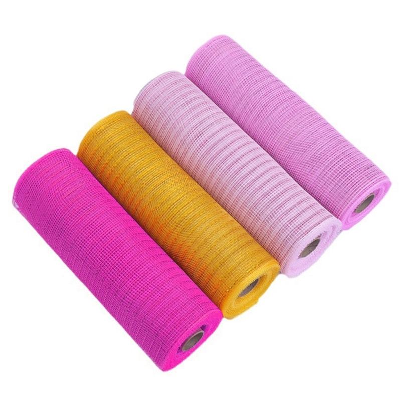 4 Rolls Durable Plastic Mesh Ribbon for Christmas Tree Decoration Perfect for DIY Projects and Festival Home Decors