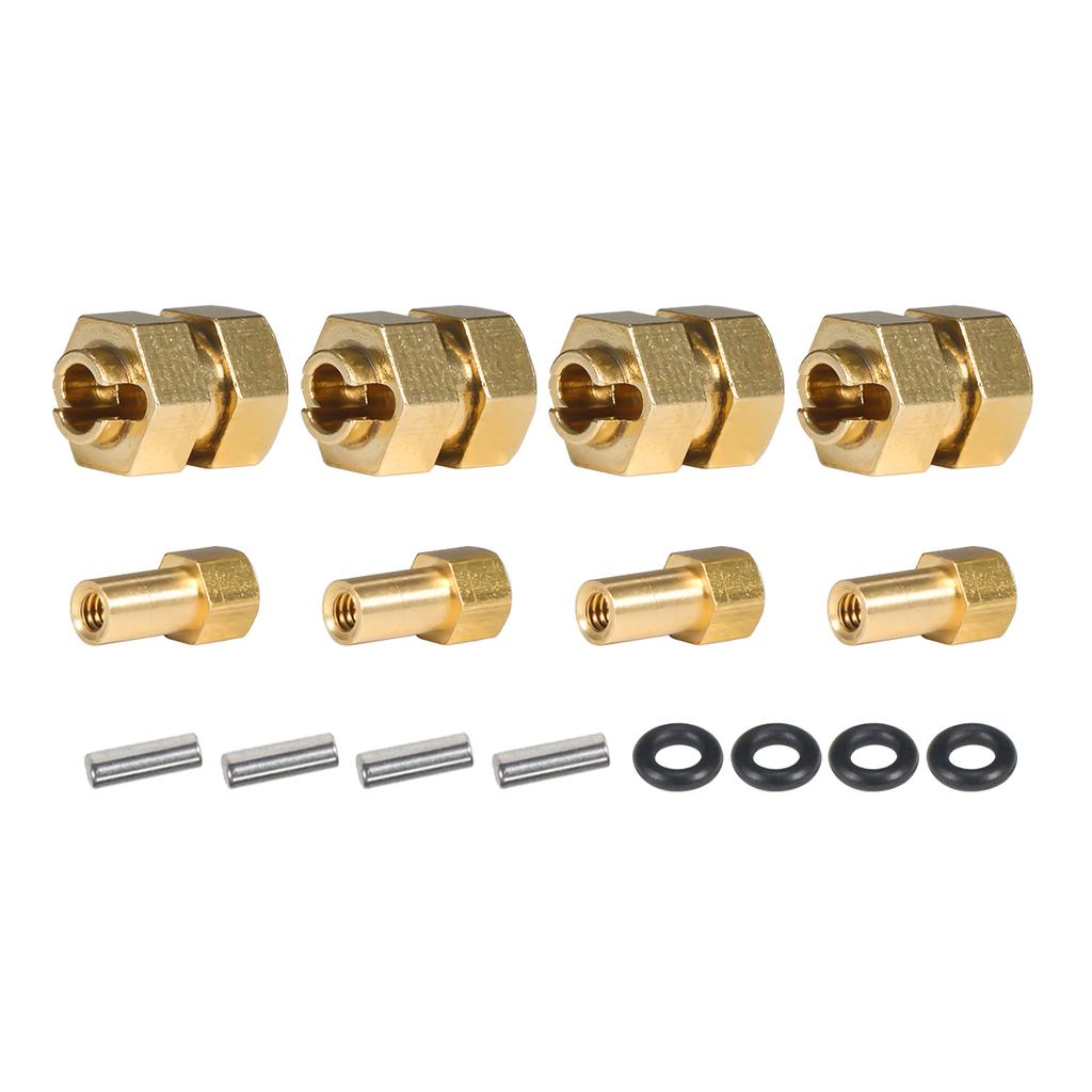 4Pcs Brass Wheels Hex Hub Extenders 7mm with Nuts for 1/24 RC Crawler SCX24 Bronco C10 Gladiator AX24 Upgrade Parts