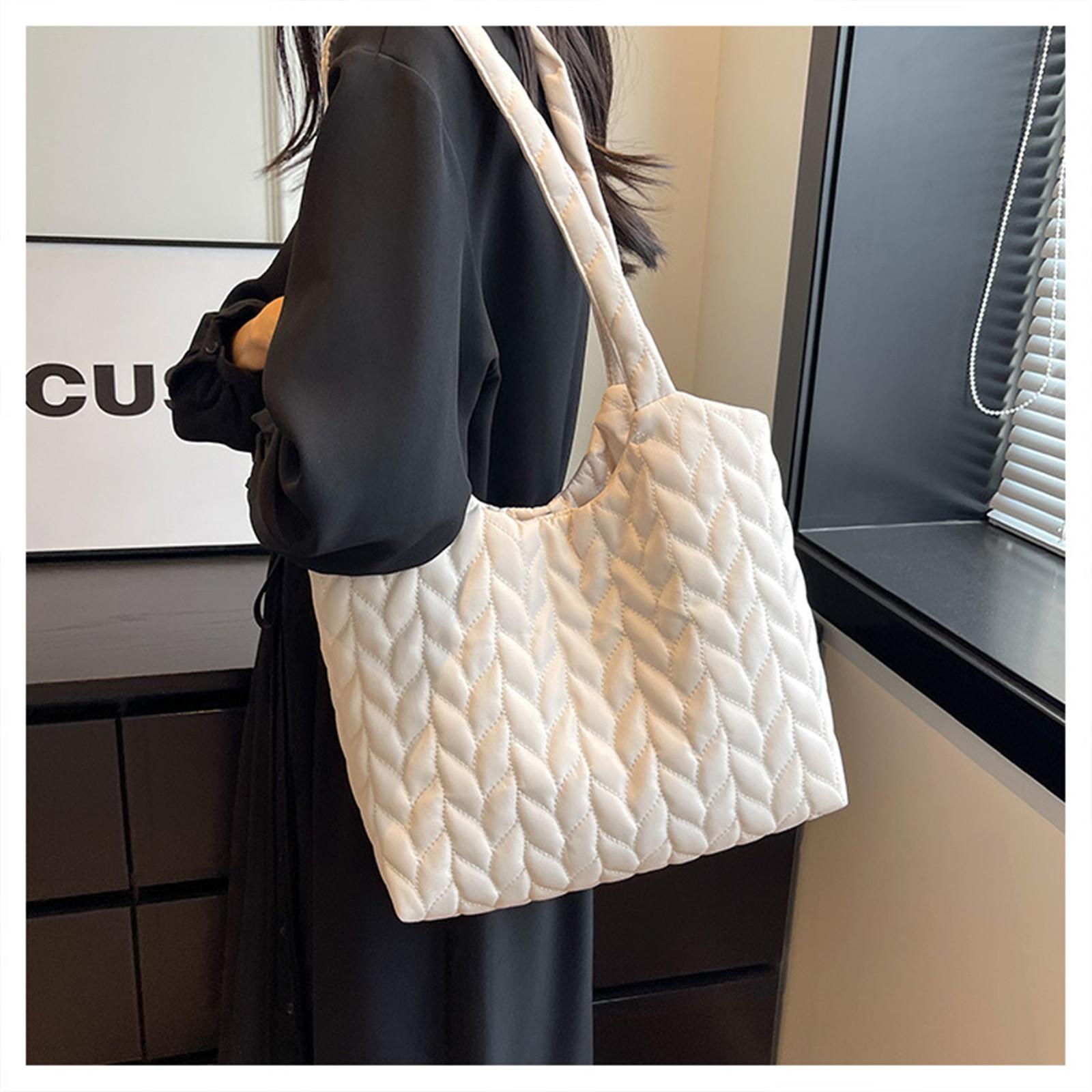 

Женская сумка через плечо из ткани Оксфорд, женская сумка через плечо, складки, вышивка ромбами, сумка под мышкой белый