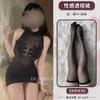 Sexy Perspective Splicing Mesh Hip Skirt Round Neck Slim Fit Pure Desire Dress Set Women's Erotic Underwear F163